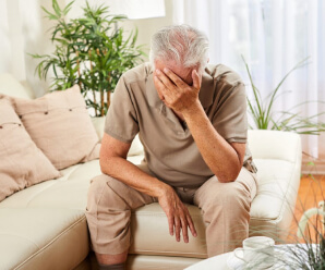 Man resting due to discomfort